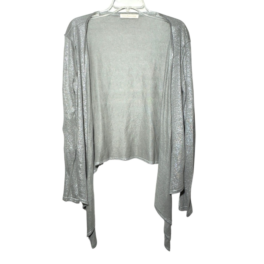 Hero & Leander Linen Silver Sparkle Cardigan Large Y2K Relaxed Evening Fairy